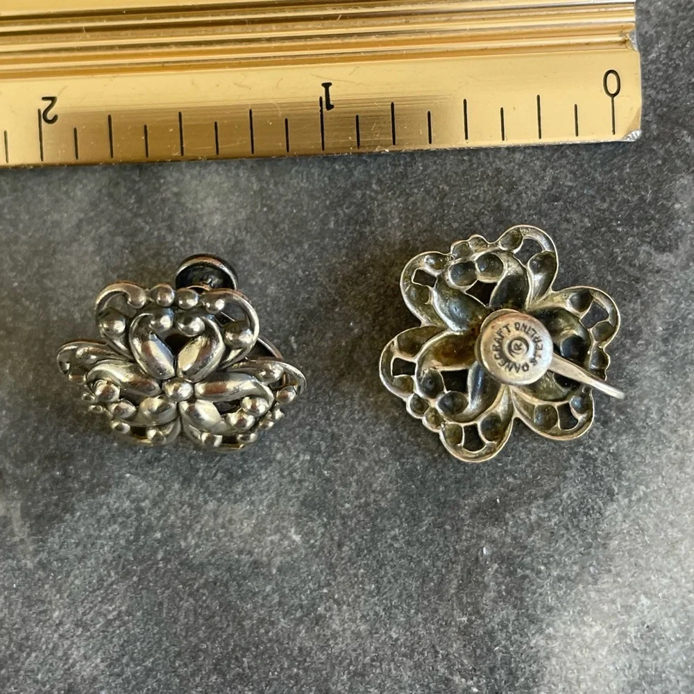 Vintage Danecraft Sterling Silver Floral Earrings